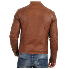 Load image into Gallery viewer, Brown Bomber Biker Tan Leather Jacket

