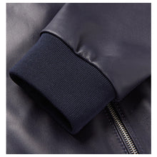 Load image into Gallery viewer, Men Elegant Bomber Fashion Blue Leather Jacket - 
