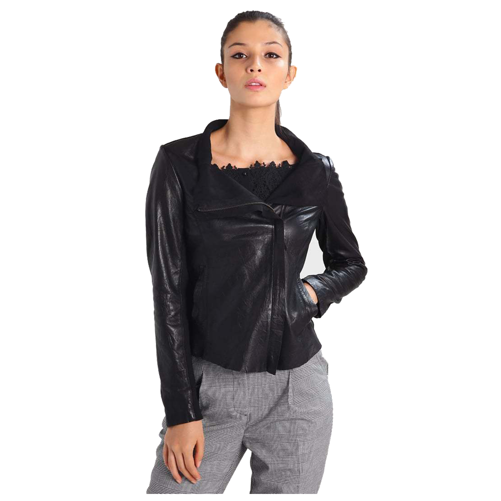 Women Elegant Fashion Leather Jacket - 