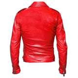 Men Red Classic Motorbike Leather Jacket
