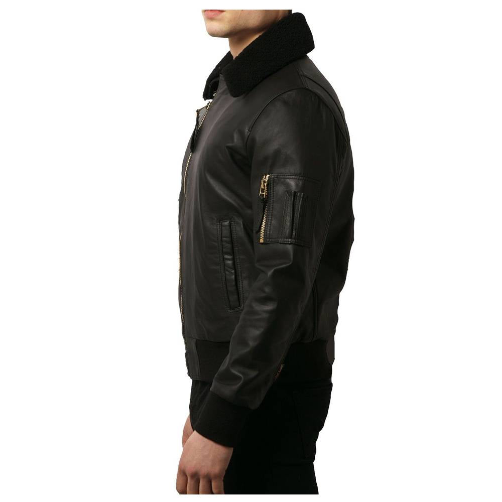 Men Black Bomber Fashion Leather Jacket