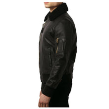 Load image into Gallery viewer, Men Black Bomber Fashion Leather Jacket
