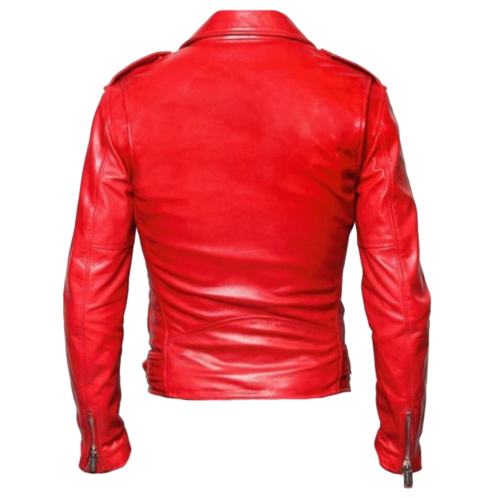Classic Red USA Moto Leather Jacket