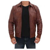 Mens Dark Brown Bomber Distressed Leather Jacket - High Quality Leather Jackets For Sale | Dream Jackets On Jackethunt