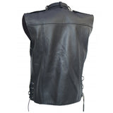 Men Vintage Motorcycle Rider Leather Zipper Vest - High Quality Leather Jackets For Sale