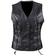 Load image into Gallery viewer, Women Side Laces Biker Leather Waistcoat - High Quality Leather Jackets For Sale | Dream Jackets On Jackethunt
