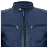 Men Soft Blue Leather Slim Fit Motorcycle Jacket | Premium Fashion Leather Jacket