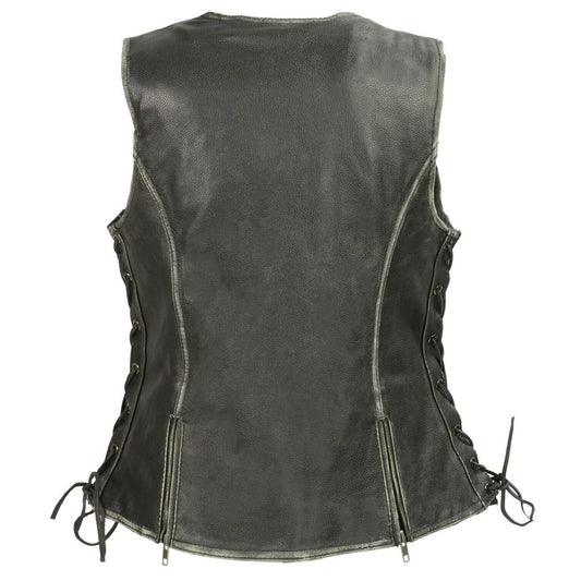 Women Gun Pocket Fashion Leather Vest - High Quality Leather Jackets For Sale | Dream Jackets On Jackethunt