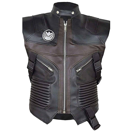 Jeremy Hawkeye Leather Vest Avengers Biker Waistcoat - High Quality Leather Jackets For Sale