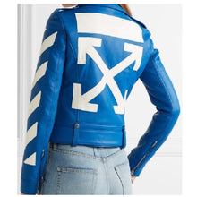 Load image into Gallery viewer, Women Cropped Blue Genuine Leather Fashion Jacket
