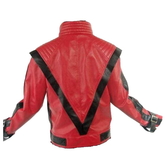 Michael Jackson Thriller Red Military Leather Jacket