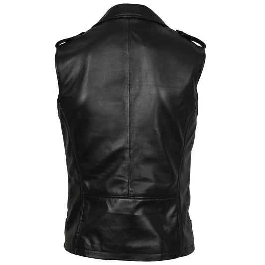 Men Classic Motorcycle Black Leather Vest - High Quality Leather Jackets For Sale | Dream Jackets On Jackethunt