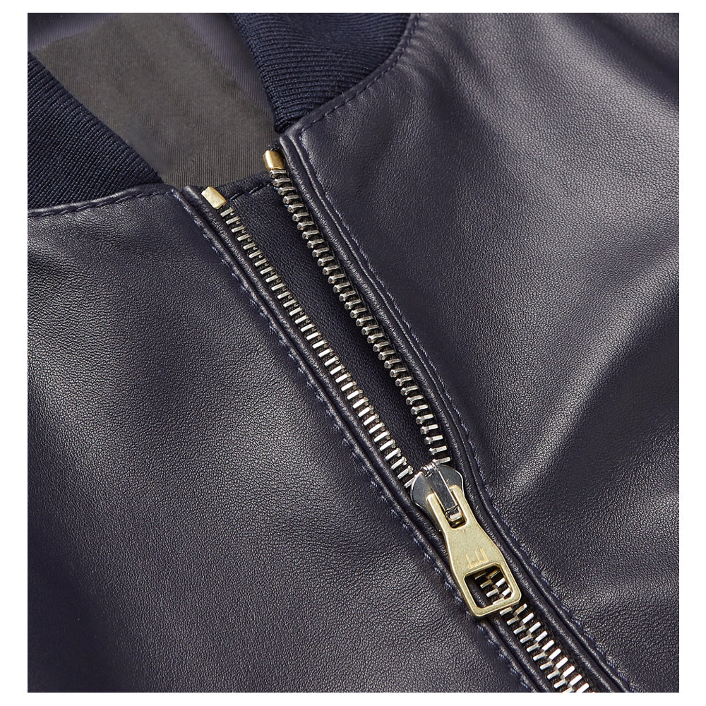 Men Elegant Bomber Fashion Blue Leather Jacket - 