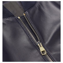 Load image into Gallery viewer, Men Elegant Bomber Fashion Blue Leather Jacket - 
