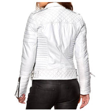 Load image into Gallery viewer, Women Soft Slim Fit Motorcycle Leather Jacket White - 
