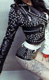 Black White Women Punk Fashion Leather Jacket | Brando Spikes Jacket