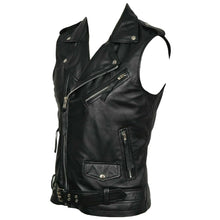 Load image into Gallery viewer, Men Classic Motorcycle Black Leather Vest - High Quality Leather Jackets For Sale | Dream Jackets On Jackethunt
