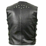 Men Heavy Leather Buckled Biker Vest - High Quality Leather Jackets For Sale