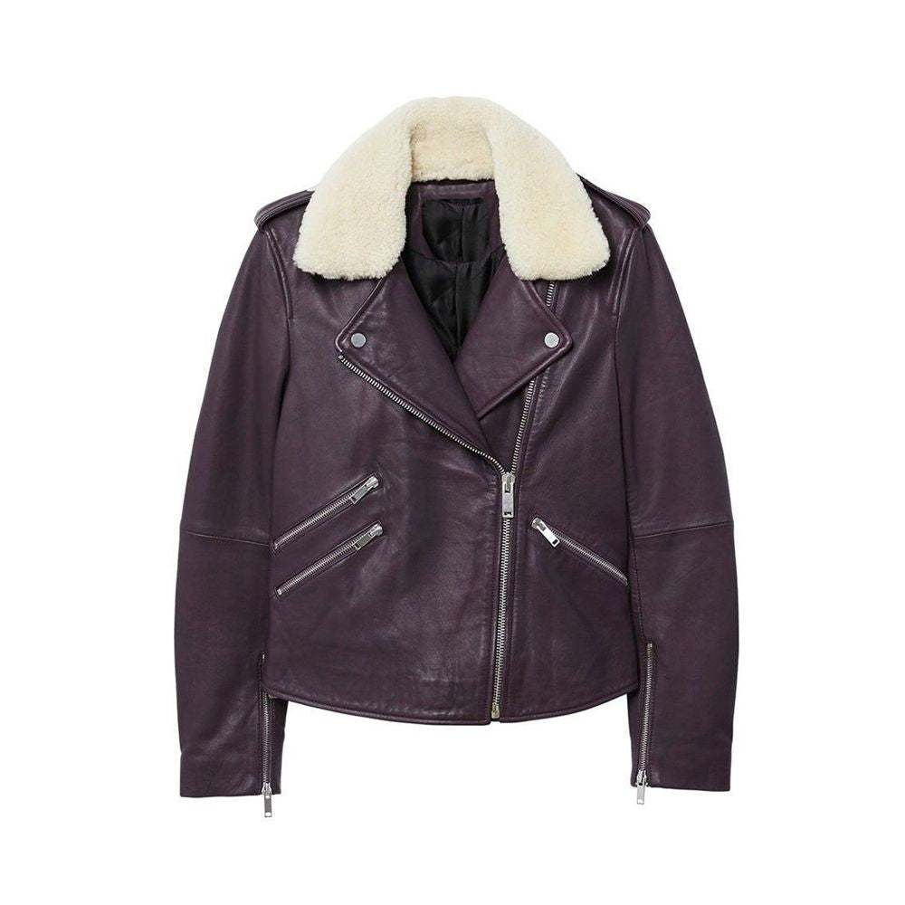 Women Purple Genuine Leather Fashion Biker Jacket - Jacket Hunt