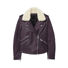 Load image into Gallery viewer, Women Purple Genuine Leather Fashion Biker Jacket - Jacket Hunt
