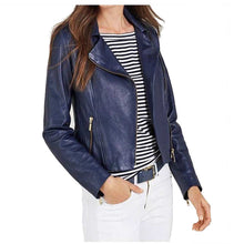 Load image into Gallery viewer, Ruth Langsford Women Motorcycle Leather Jacket Purple
