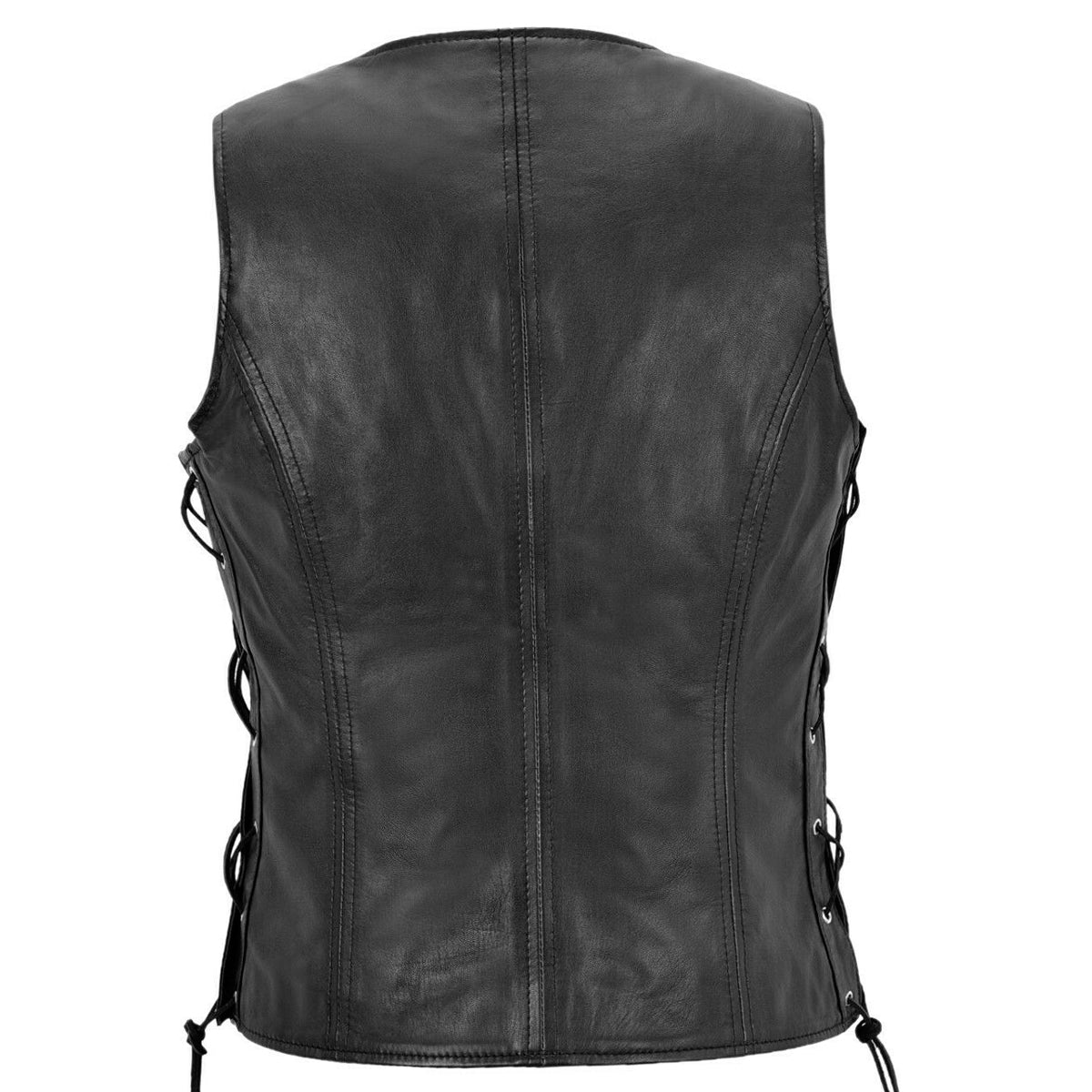 Punk Bikers Eyelet Leather Waistcoat | Women Gothic Vest Jackethunt