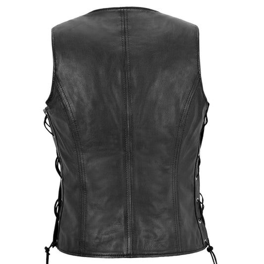 Punk Bikers Eyelet Leather Waistcoat | Women Gothic Vest Jackethunt