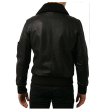 Load image into Gallery viewer, Men Black Bomber Fashion Leather Jacket
