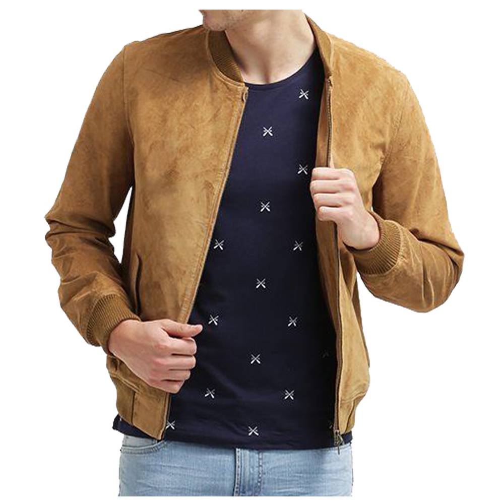 Suede Leather Bomber Jacket - 