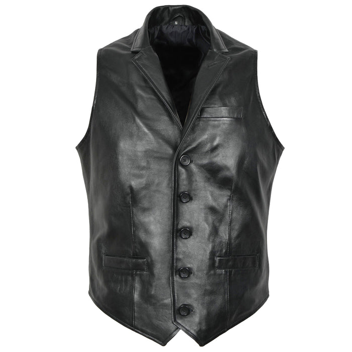 Men Party Black Premium Leather Waistcoat | Classic Fashion Leather Vest
