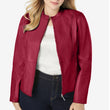 Chubby Women Red Fashion Leather Jacket - High Quality Leather Jackets For Sale | Dream Jackets On Jackethunt