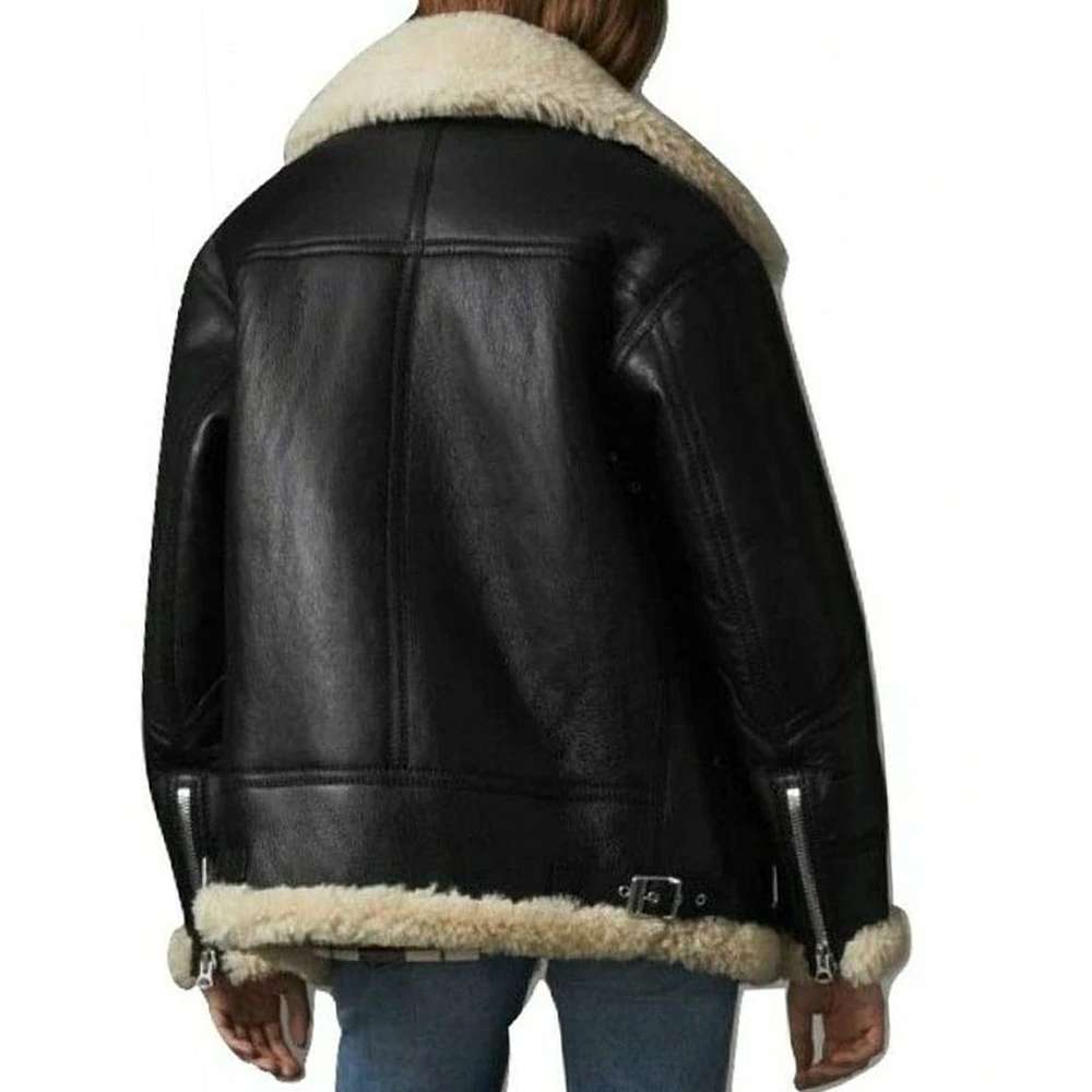 B3 Bomber Aviator Flying Black Leather Jacket Women - High Quality Leather Jackets - Customized Jacket For Sale | Jacket Hunt