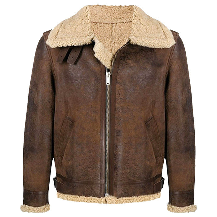 B3 Vintage Shearling Bomber Wax Leather Jacket | Jacket Hunt