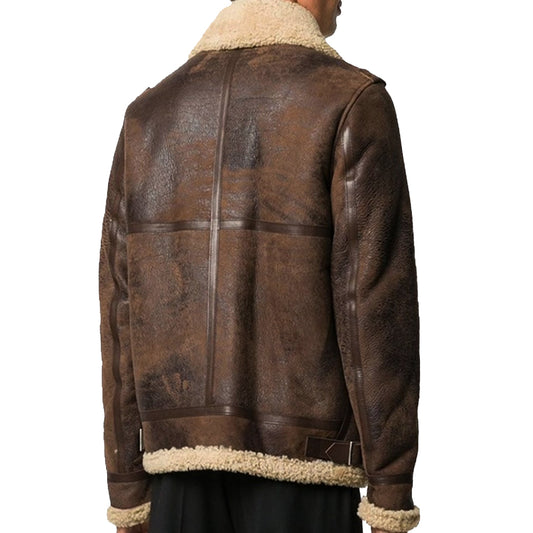 B3 Vintage Shearling Bomber Wax Leather Jacket | Jacket Hunt