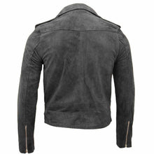 Load image into Gallery viewer, Men Native American Suede Leather Motorcycle Fashion Jacket Black Back
