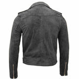 Men Native American Suede Leather Motorcycle Fashion Jacket Black Back