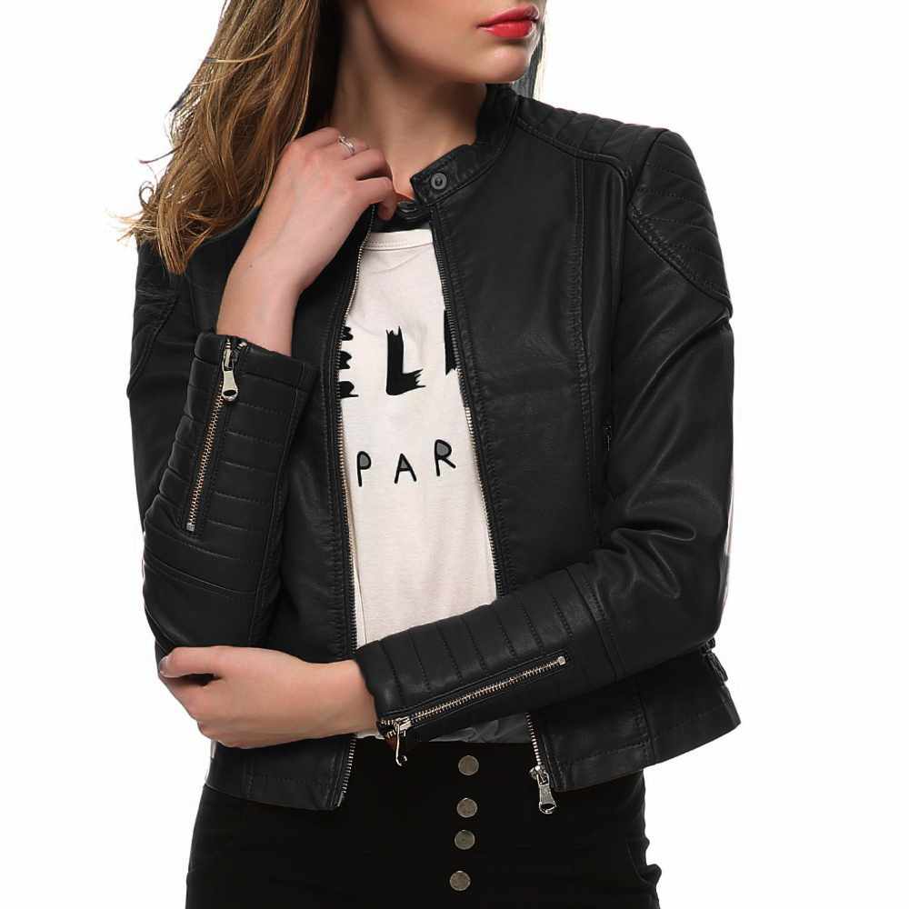 Women Slim Fit Motorcycle Fashion Leather Jackets - Jacket Hunt