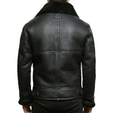 Black Shearling Leather Aviator Jacket Men's | Jacket Hunt