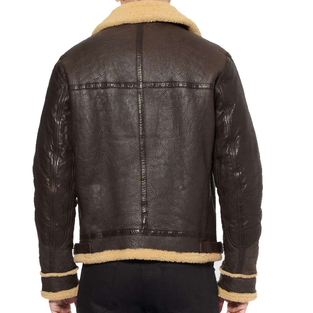 Dark Brown B3 shearling Bomber Leather jacket Men's - Jacket Hunt
