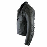 Me Black Punk Studded Biker Leather Jacket