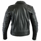 Me Black Punk Studded Biker Leather Jacket