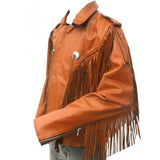 Men Cowboy Western Frings Leather Jacket - 