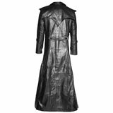Men Genuine Leather Long Goth Halloween Coat