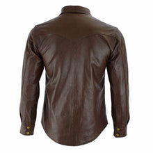 Load image into Gallery viewer, Men Soft Brown Long Sleeve Slim Fit Leather Shirt - Jacket Hunt
