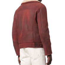 Load image into Gallery viewer, Men&#39;s Motorbike Shearling Burgundy Suede Leather Jacket | Jacket Hunt

