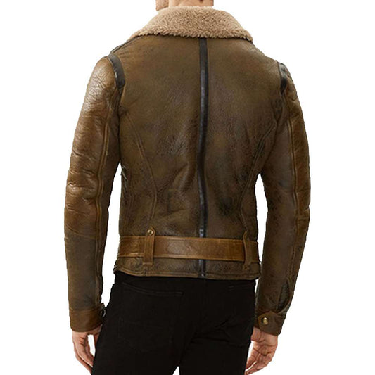 Mens Shearling Aviator Dark Brown Bomber Pilot Leather Jacket - High Quality Leather Jackets - Customized Jacket For Sale | Jacket Hunt