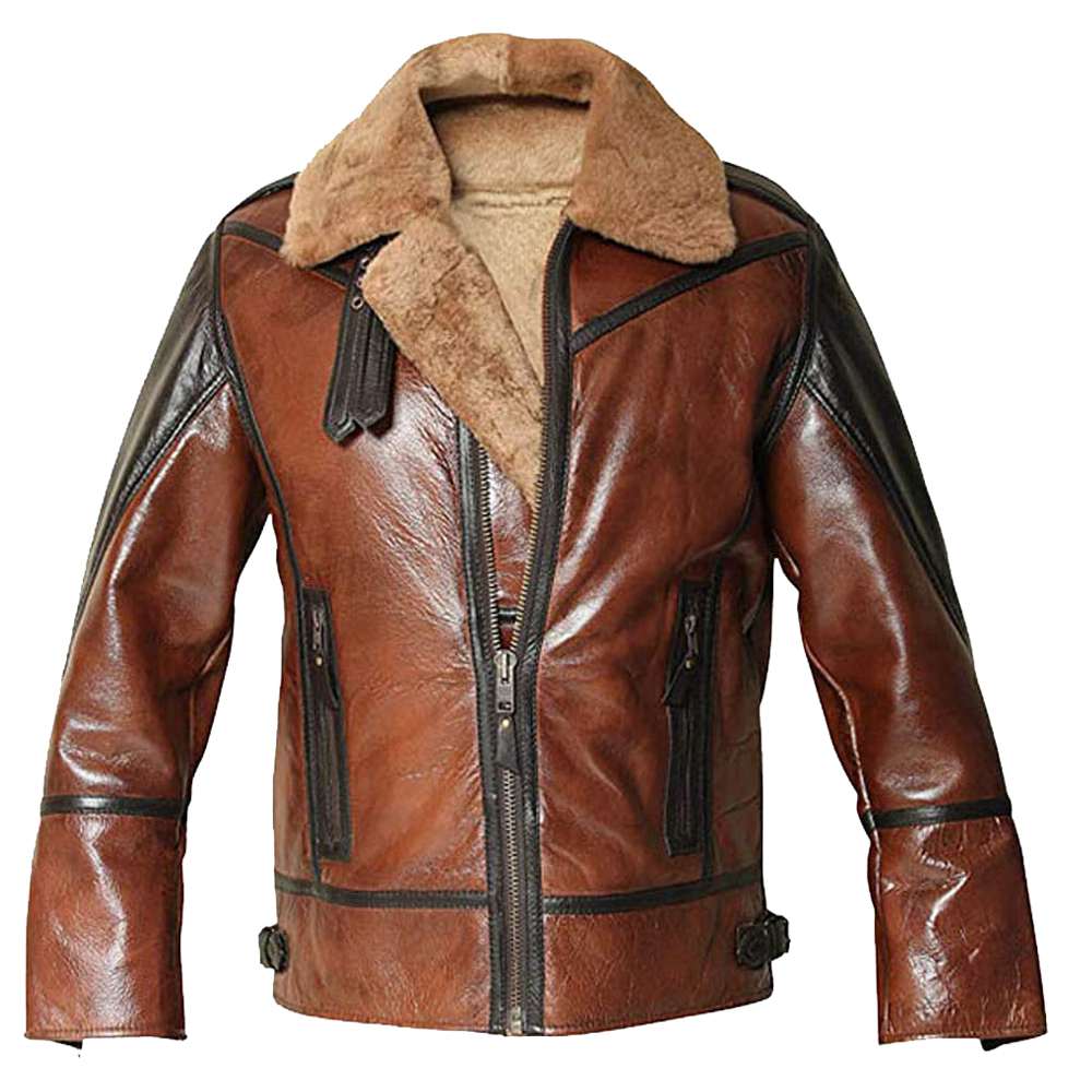 Mens Shearling Pilot Bomber Leather Jacket | Jacket Hunt