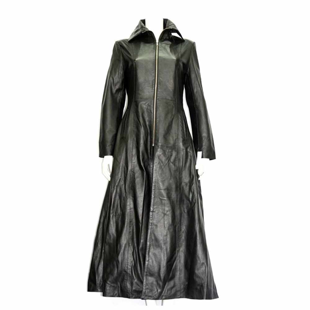 Midnight Black Long Length Fashion Leather Coat Women | Jacket Hunt