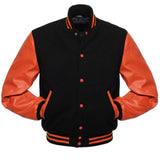 Orange Black Varsity Leather Jacket - High Quality Leather Jackets For Sale | Dream Jackets On Jackethunt