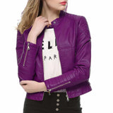 Women Slim Fit Motorcycle Fashion Leather Jackets - Jacket Hunt